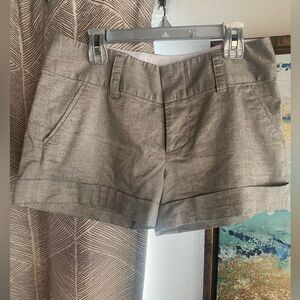 Alice + Olivia Womens Zipper Fly Metallic Cuffed Linen  Shorts Beige Gold Sz 2